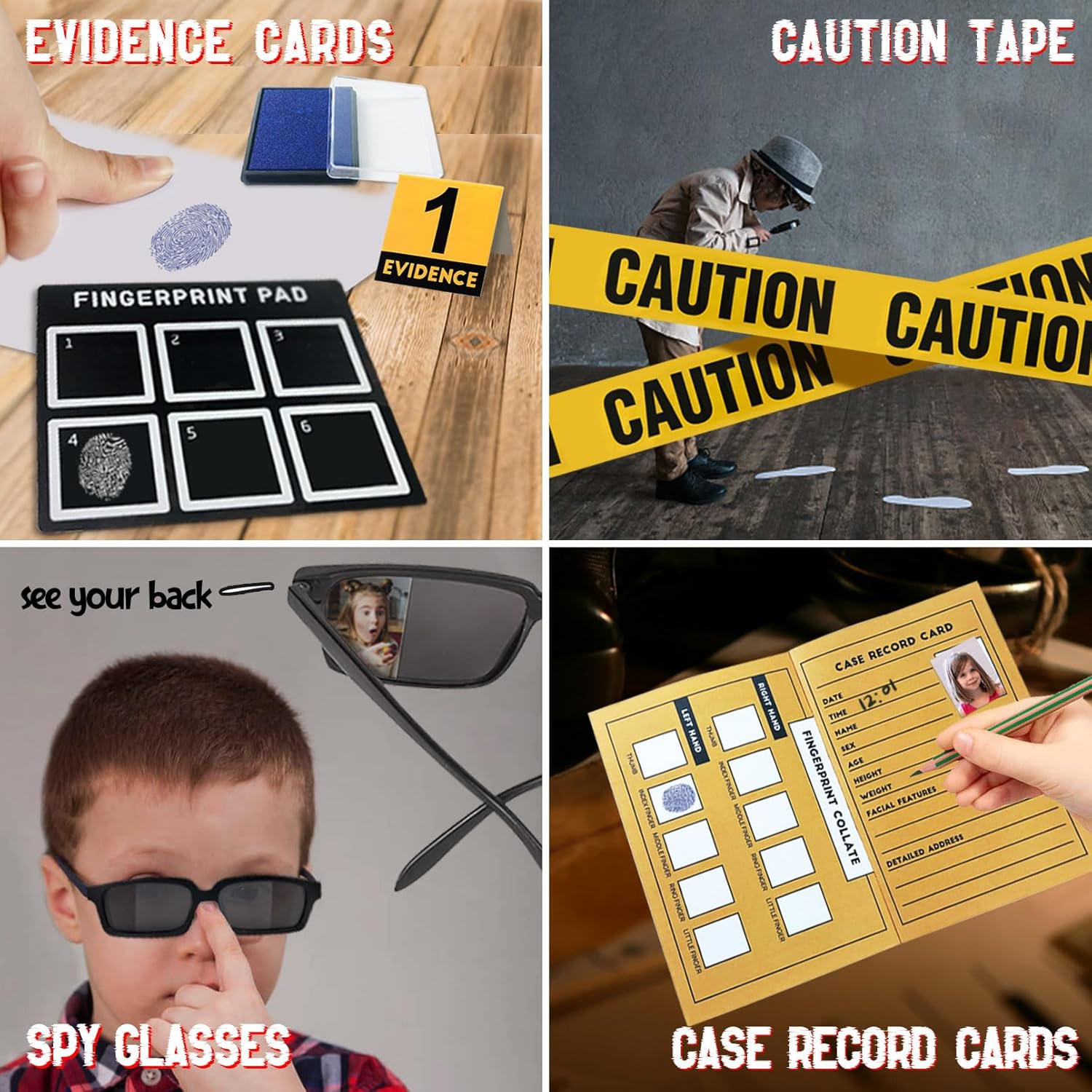 UNGLINGA Kids Spy Kit Detective Fingerprint Toys Gifts for 4 5 6 7 8 9 10 Years Old Boys Girls, Science Experiments Learning Educational Fingerprint Kit with Spy Glasses Detective Tools-3