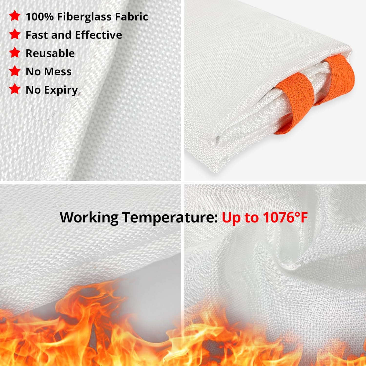 SecuCaptain Emergency Fire Blanket for Home and Kitchen - 2 Pack 40"x40" Flame Suppression Fiberglass Fire Blankets for House Camping Car Office Warehouse Emergency Survival Safety-3