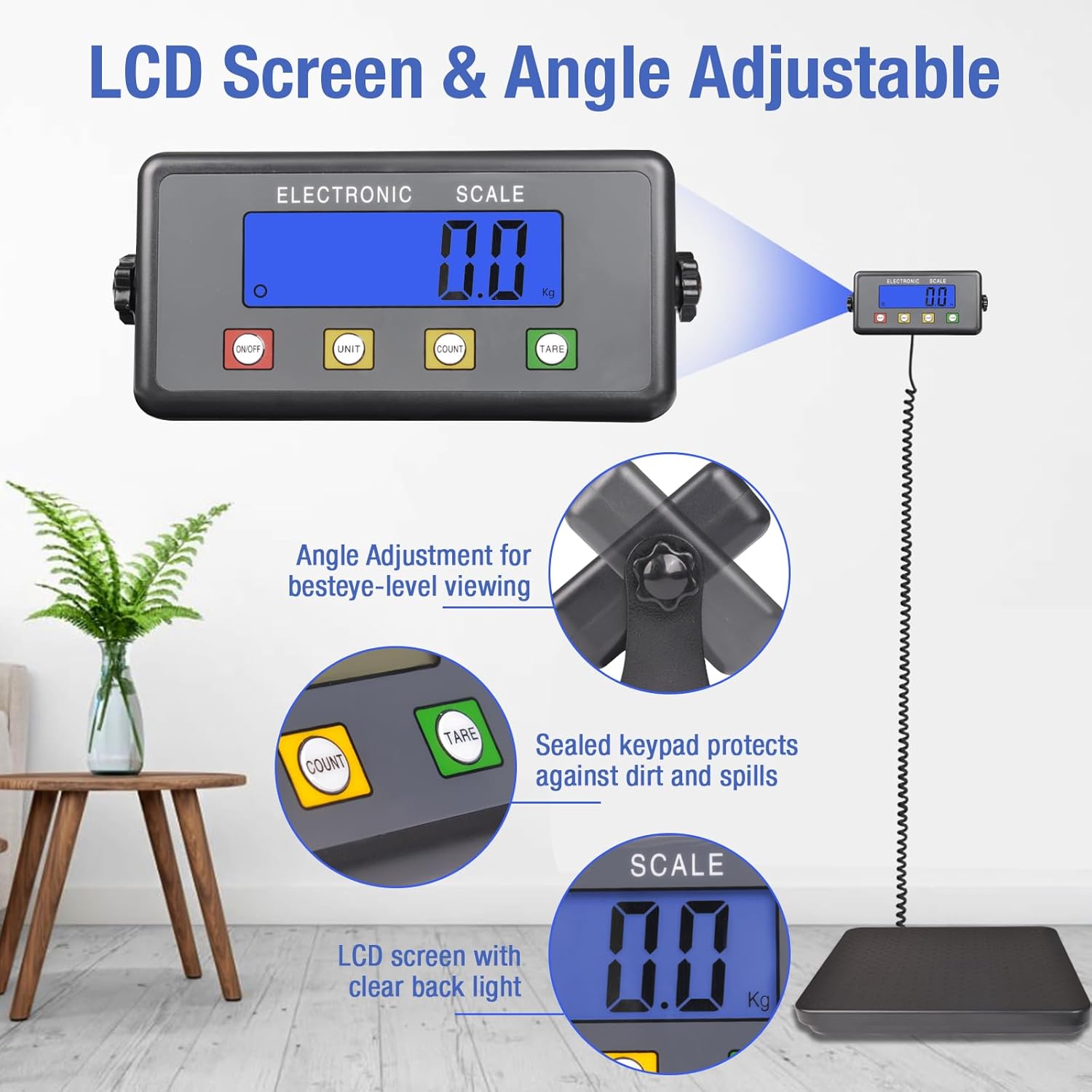 Surmountway High Accurate Shipping Scale with Anti-Slip Platform, 660lbs Heavy Duty Scale for Packages with Hold/Tare/Timer Function, Portable Postal Scale for Warehouse/Super Market/Postoffice/Home-2