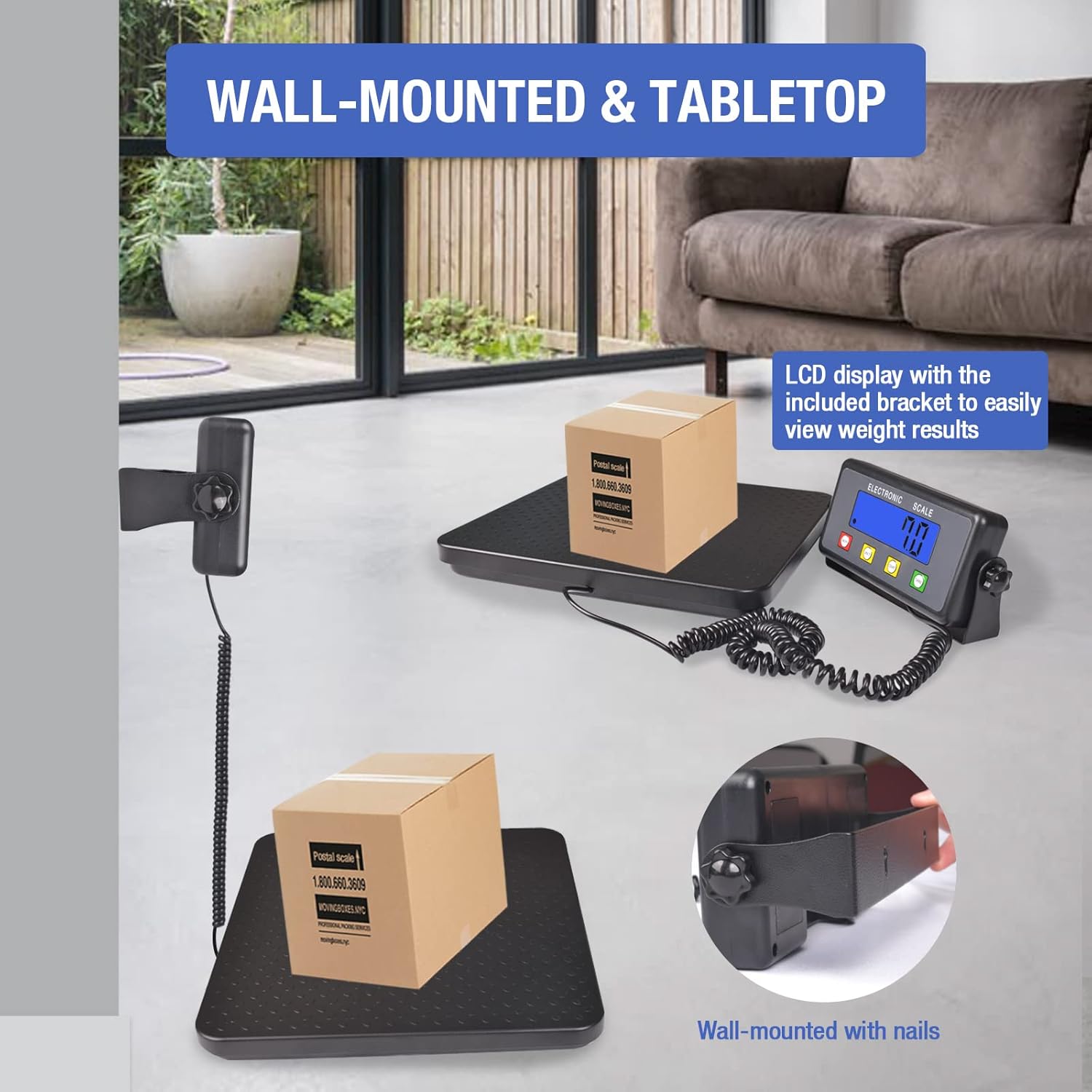 Surmountway High Accurate Shipping Scale with Anti-Slip Platform, 660lbs Heavy Duty Scale for Packages with Hold/Tare/Timer Function, Portable Postal Scale for Warehouse/Super Market/Postoffice/Home-3