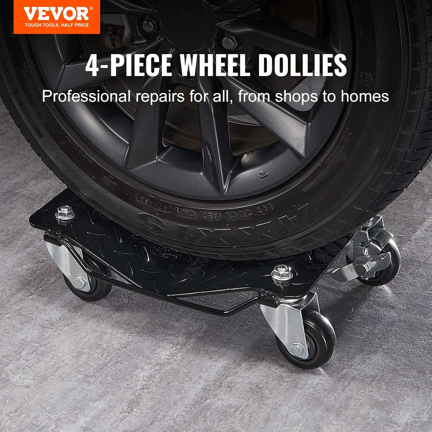 VEVOR Wheel Dolly, 6000 lbs/2722 kg Car Moving Dolly, Wheel Dolly Car Tire Stake Set of 4 Piece, Heavy-Duty Car Tire Dolly Cart Moving Cars, Trucks, Trailers, Motorcycles, and Boats-1