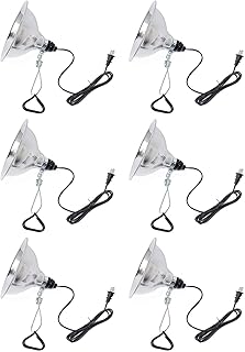 Simple Deluxe Clamp Lamp Light Socket with 8.5 Inch Aluminum Reflector, Suit for Max 150 Watt Lamp (No Bulb Included) with 18/2-Gauge 6 Feet Cord, Silver, 6 Pack