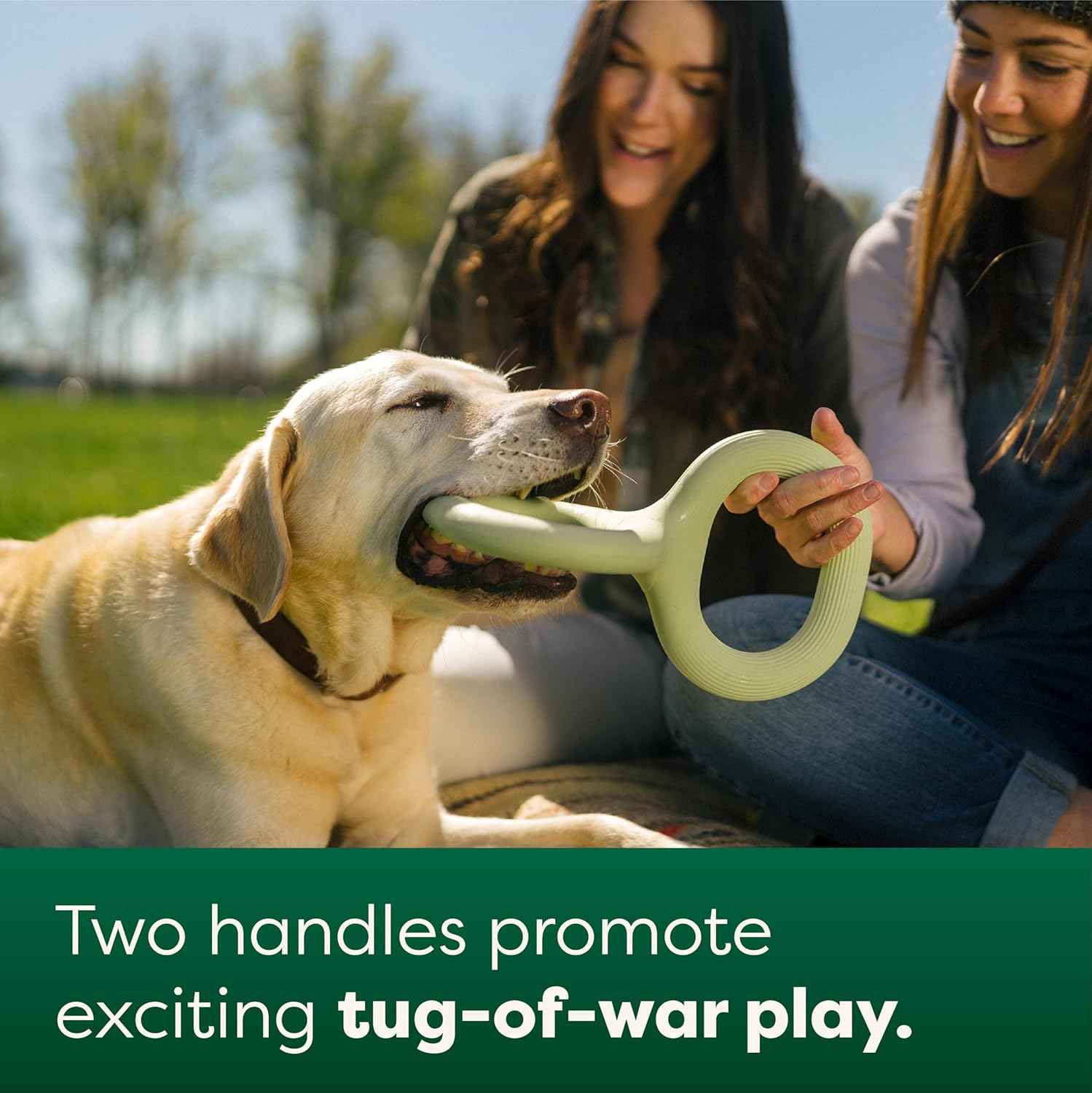 Earth Rated Tug of War Dog Toy, Interactive Pull Toy for Adult and Puppy Dogs, Ergonomic Grip, Natural Rubber, Large, Green-3