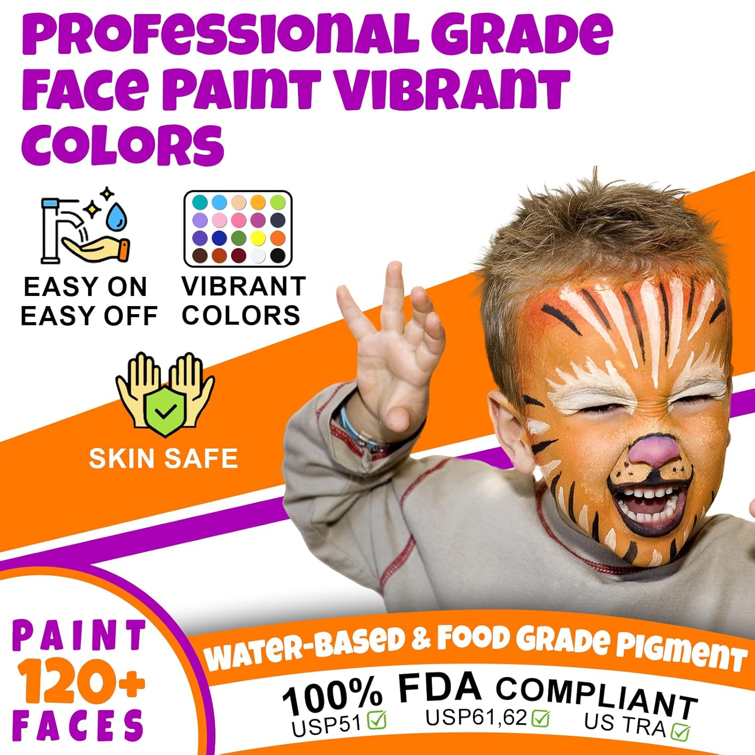 Face Painting Kit for Kids - 20 Colors Water Based Non Toxic Face Paint Kit, Professional Face Paint for Kids with Stencils & Brushes - Parties, Birthdays, Halloween Face Body Makeup Kit-1