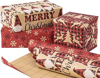 RUSPEPA Christmas Wrapping Paper Rolls - 17 inches x 10 feet per Roll, Total of 3 Rolls - Santa Claus, Reindeer and Snowflake