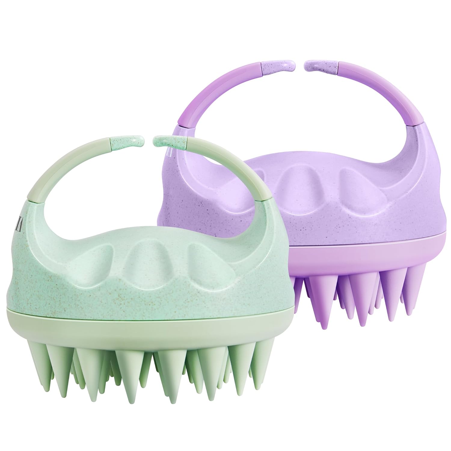 HEETA Scalp Massager with Soft Silicone Bristles for Hair Growth, Dandruff Removal, and Scalp Relaxation - Shampoo Brush for Wet or Dry Hair (Green & Purple)-0