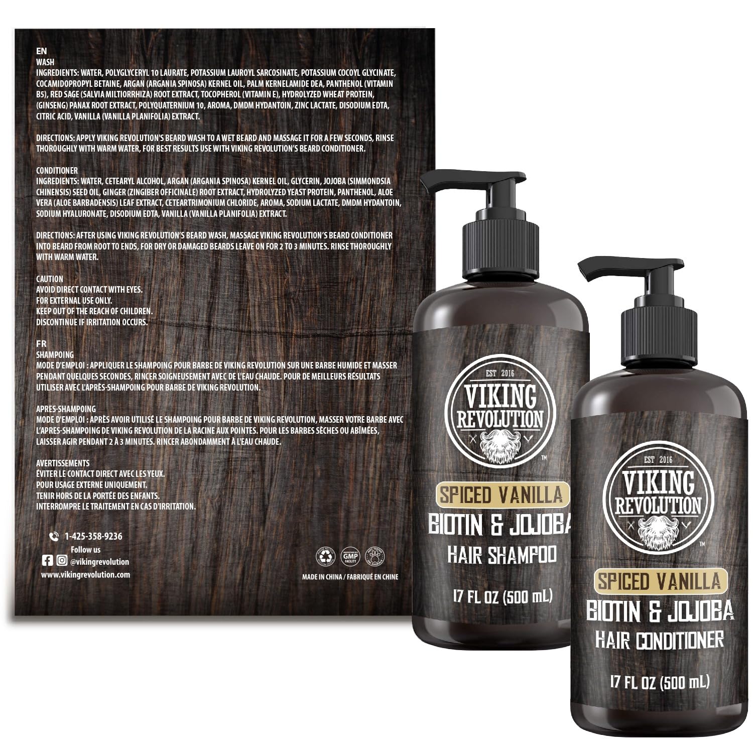 Viking Revolution Beard Wash and Beard Conditioner for Men with Argan Oil and Jojoba Oil - Beard Softener and Strengthener Beard Care Beard Shampoo and Conditioner with Beard Oil (17oz Spiced Vanilla)-5