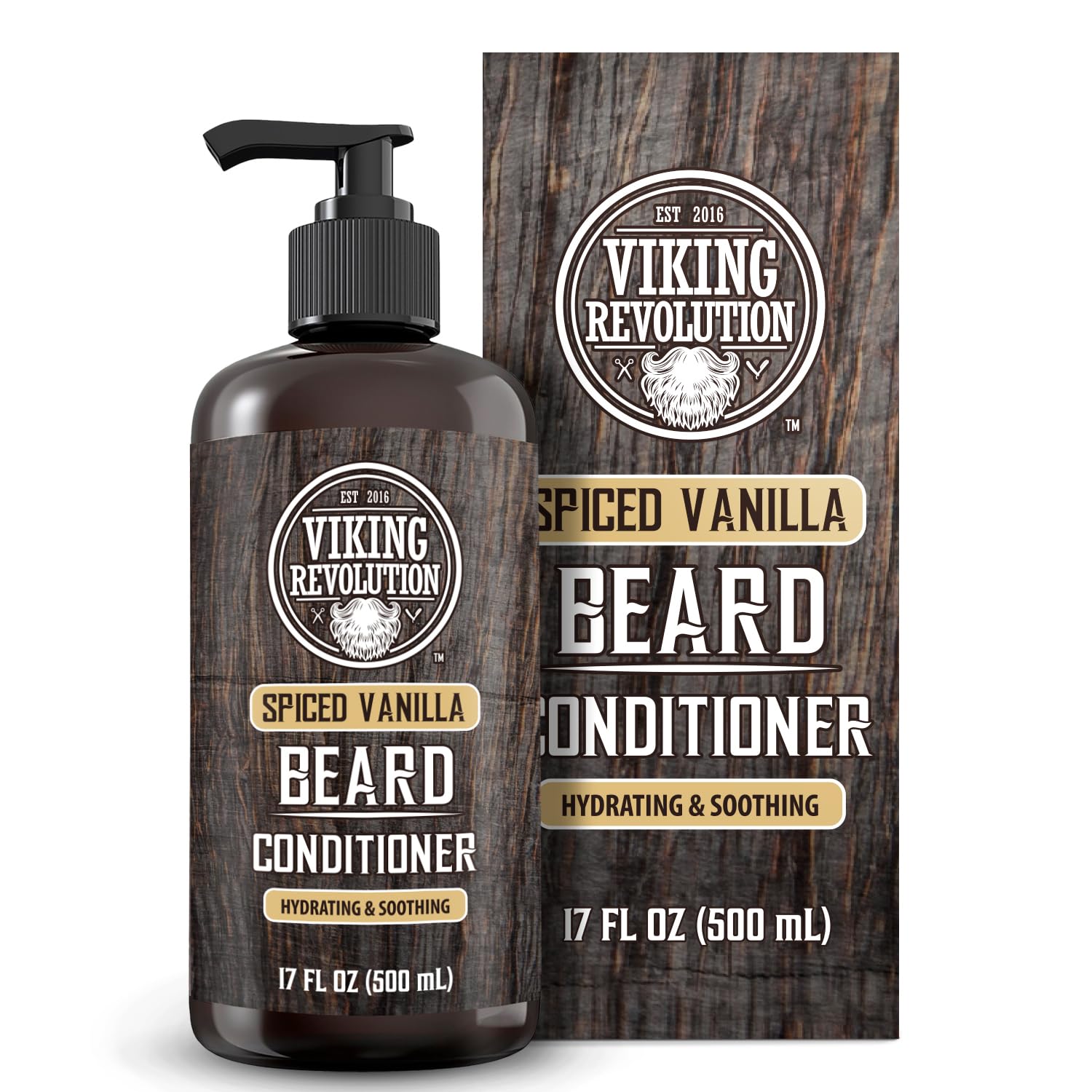 Viking Revolution Spiced Vanilla Beard Conditioner for Men with Argan Oil and Jojoba Oil - Beard Softener and Strengthener Natural Beard Conditioner with Beard Oil - Beard Care Moisturizer (17oz)-0