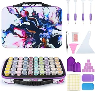 POLRAI Diamond Painting Storage Containers 60 Slot Diamond Storage Case Diamond Painting Accessories, Diamond Art Accessories and Tools for DIY 5D Diamond Art Craft Jewelry Bead Rhinestones Organizer