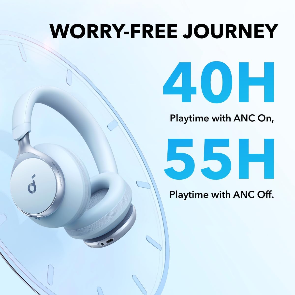 Soundcore by Anker, Space One, Active Noise Cancelling Headphones, 2X Stronger Voice Reduction, 40H ANC Playtime, App Control, LDAC Hi-Res Wireless Audio, Comfortable Fit, Clear Calls, Bluetooth 5.3-4