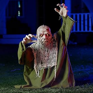 JOYIN Halloween Animated Zombie Groundbreaker with Light Up Eyes Creepy Animatronic Decorations with Movable Arms for Halloween Party Prop and Outdoor Lawn Patio Yard Decor Halloween Decorations