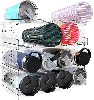 Water Bottle Organizer for Cabinet - Cup Organizer for Kitchen Cabinets, Water Bottle Storage Rack, Tumbler Organizer for Kitchen Cabinets, Starbucks Cup Organizer (16 Bottles Capacity)