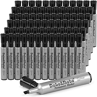 Dabo&Shobo 72 Pack Permanent Markers, Chisel Point, Quick Drying Ink, Black Permanent Markers, Works on Plastic,Wood,Stone,Metal and Glass for Doodling, Marking…