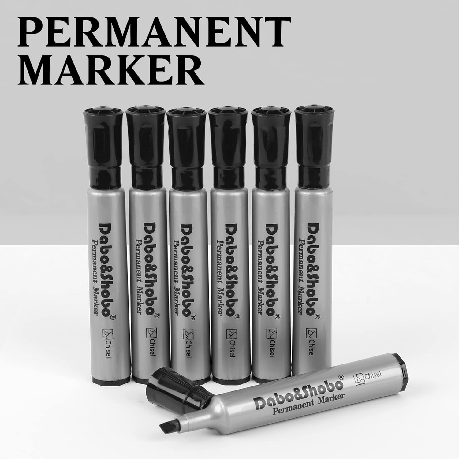 Dabo&Shobo 72 Pack Permanent Markers, Chisel Point, Quick Drying Ink, Black Permanent Markers, Works on Plastic,Wood,Stone,Metal and Glass for Doodling, Marking…-2