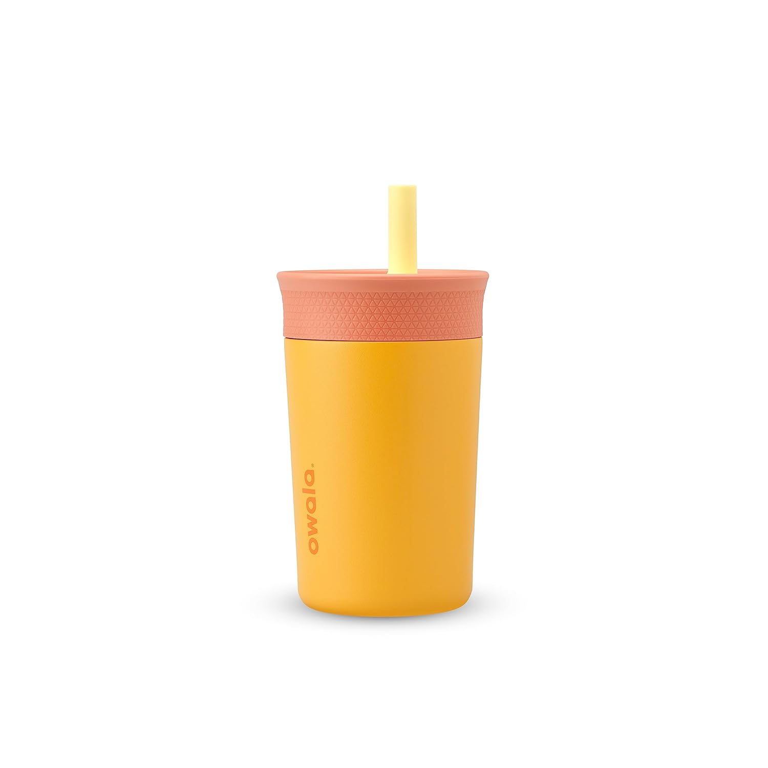 Owala Kids Insulation Stainless Steel Tumbler with Spill Resistant Flexible Straw, Easy to Clean, Kids Water Bottle, Great for Travel, Dishwasher Safe, 12 Oz, Peach and Yellow (Picnic)-0