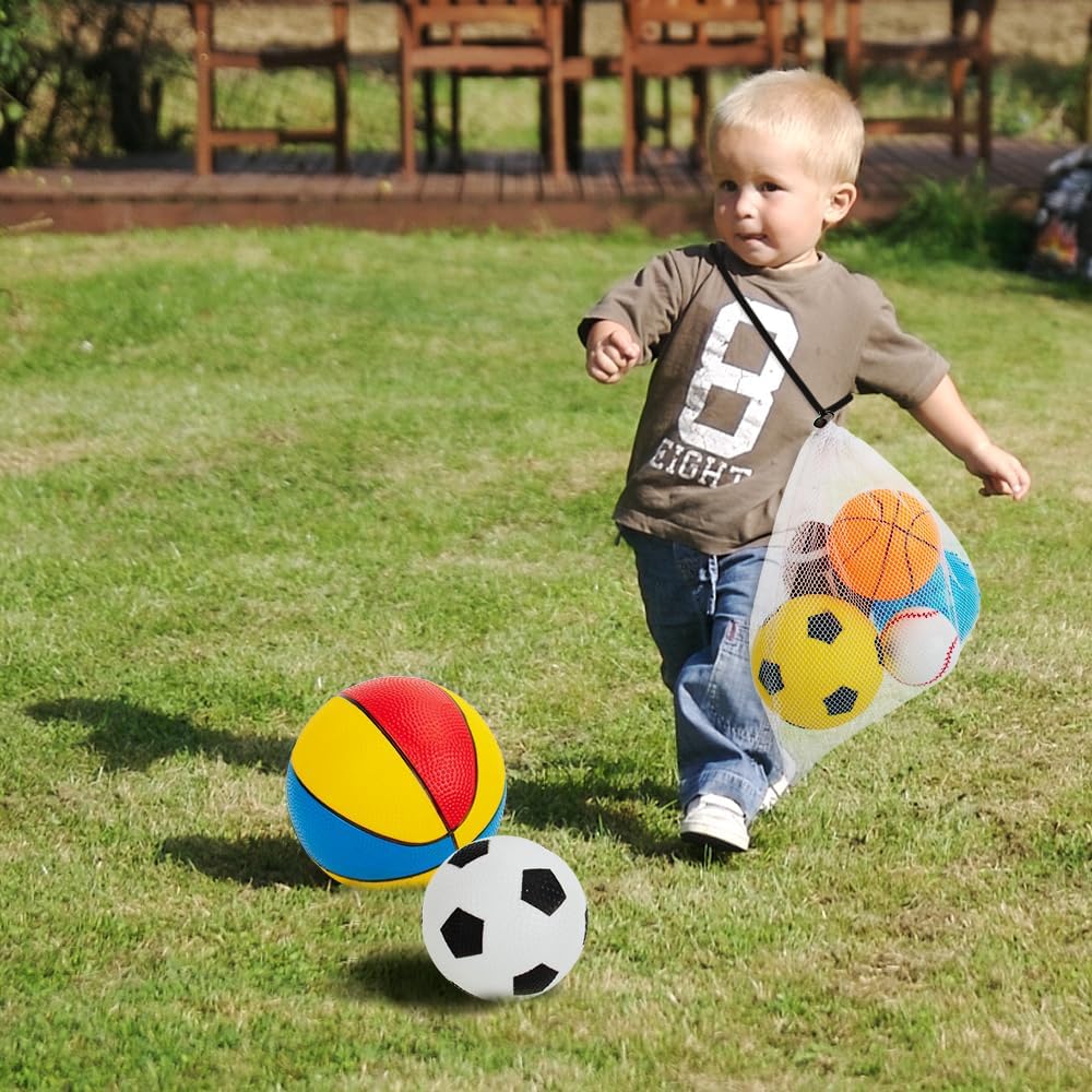 Balls for Toddlers 1-3,Toddler Sports Toys,Set of 7 Kids Ball Soft Foam Baby Sports Balls- Soccer Ball Basketball Baseball Rugby Bounce Ball Playground Indoor Outdoor Toys Gifts,with Free Bump/Bag…-4