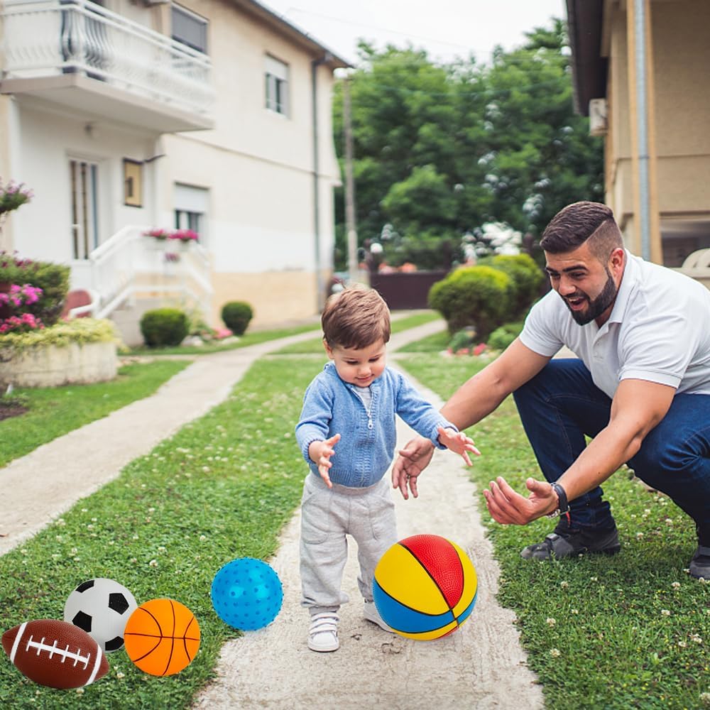 Balls for Toddlers 1-3,Toddler Sports Toys,Set of 7 Kids Ball Soft Foam Baby Sports Balls- Soccer Ball Basketball Baseball Rugby Bounce Ball Playground Indoor Outdoor Toys Gifts,with Free Bump/Bag…-7