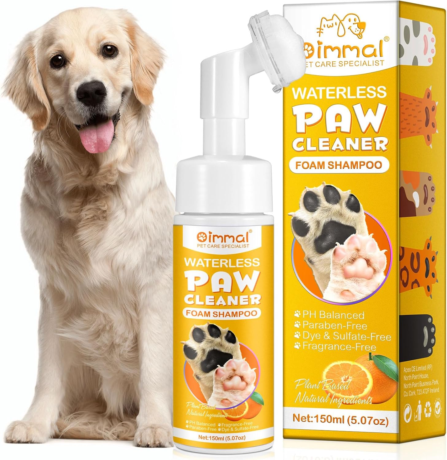 Dogs Cleaner for Paw, Pet Paw Cleaner Foam for Dogs, Dogs Paw Pad Cleaner No-Rinse Waterless Dog Shampoo Cats Feet Cleaning with Silicone Brush Easy Quickly Clean Paws for Pets-0