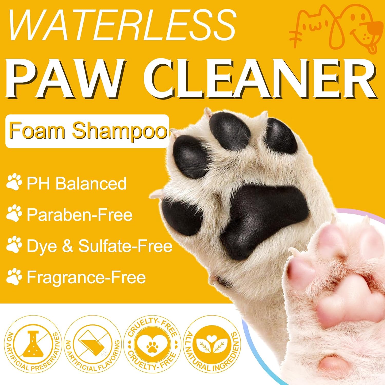 Dogs Cleaner for Paw, Pet Paw Cleaner Foam for Dogs, Dogs Paw Pad Cleaner No-Rinse Waterless Dog Shampoo Cats Feet Cleaning with Silicone Brush Easy Quickly Clean Paws for Pets-3