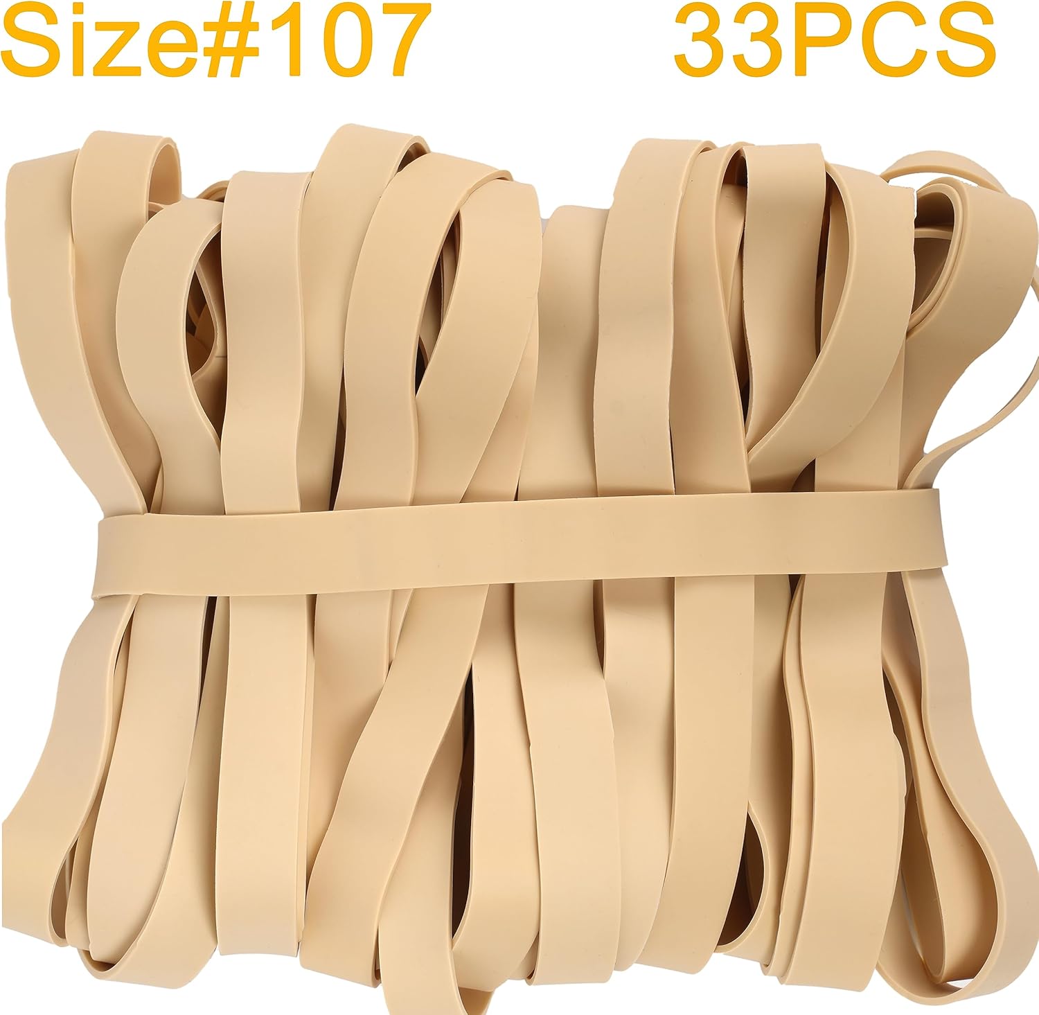 Rubber Bands Size#107 Heavy Duty Big Wide rubber band 33PCS Elastic Bands for Office Supply Trash Can File Folders Litter Box Rubber Bands (Light brown)-5