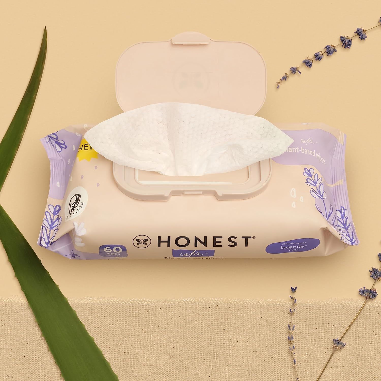 The Honest Company Calm + Cleanse Naturally Scented Wipes | Cleansing Multi-Tasking Wipes | 99% Water, Plant-Based, Hypoallergenic | Lavender, 240 Count-1