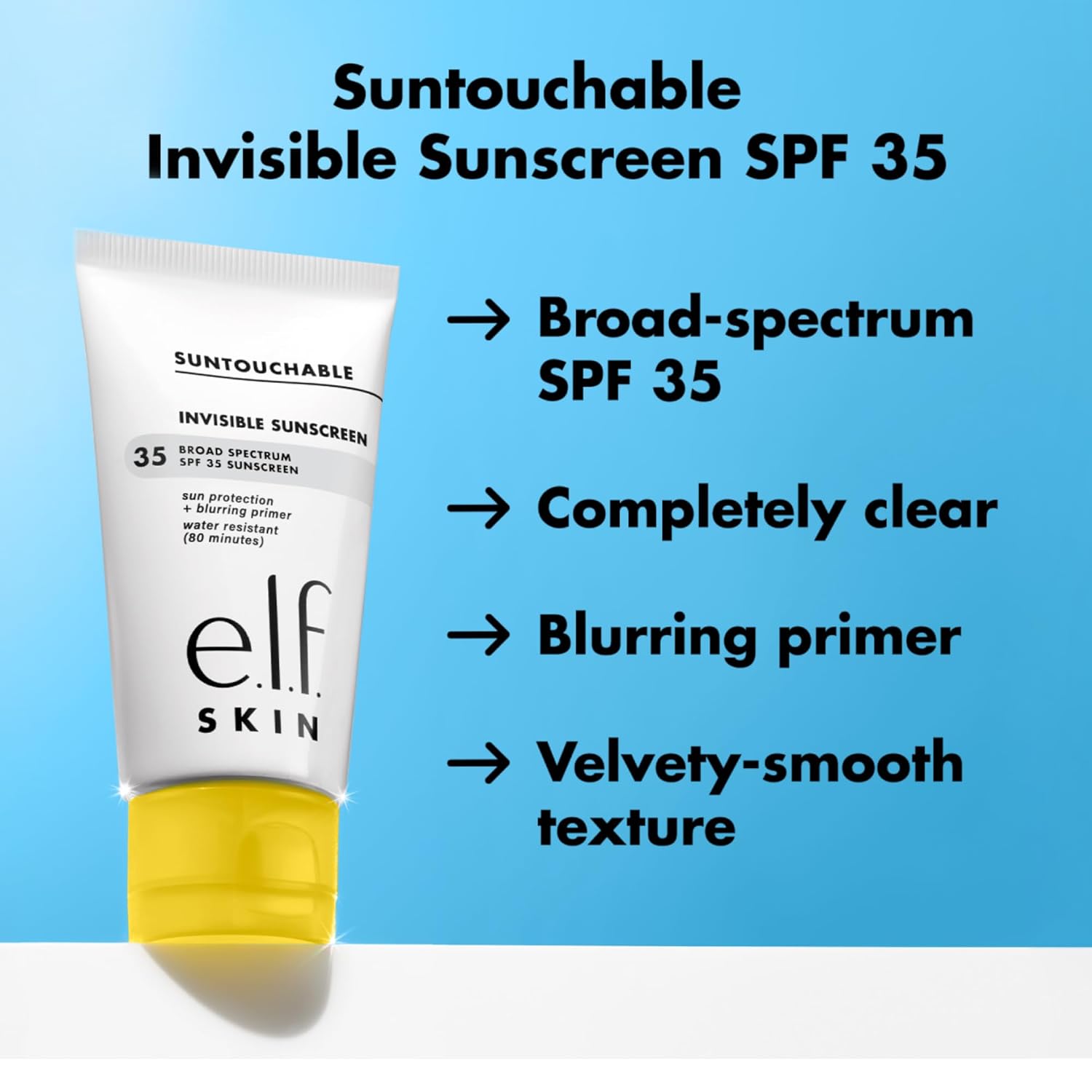 e.l.f. SKIN Suntouchable Invisible SPF 35, Lightweight, Gel-based Sunscreen For A Smooth Complexion, Doubles As A Makeup Primer, Vegan & Cruelty-Free, Packaging May Vary-2