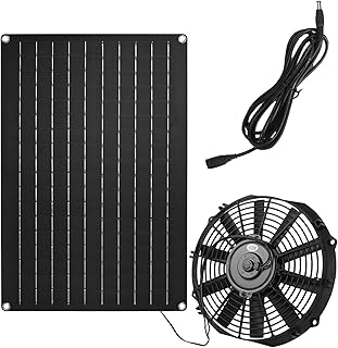 ybaymy 30W Solar Powered Fan Waterproof Solar Panel 12 Inch High Speed Exhaust Fan Wall Mount Ventilation and Cooling for Greenhouses,Shed,Chicken Coop,Garage,Attic or Outdoor, Ready-to-Use Sola