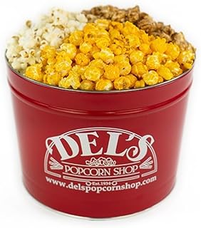 2 Gallon Popcorn Tin Gift - 3 Kinds (Cheese/Caramel/Salt & Butter) Gourmet Popcorn Gift Tin - Popcorn Gift Set