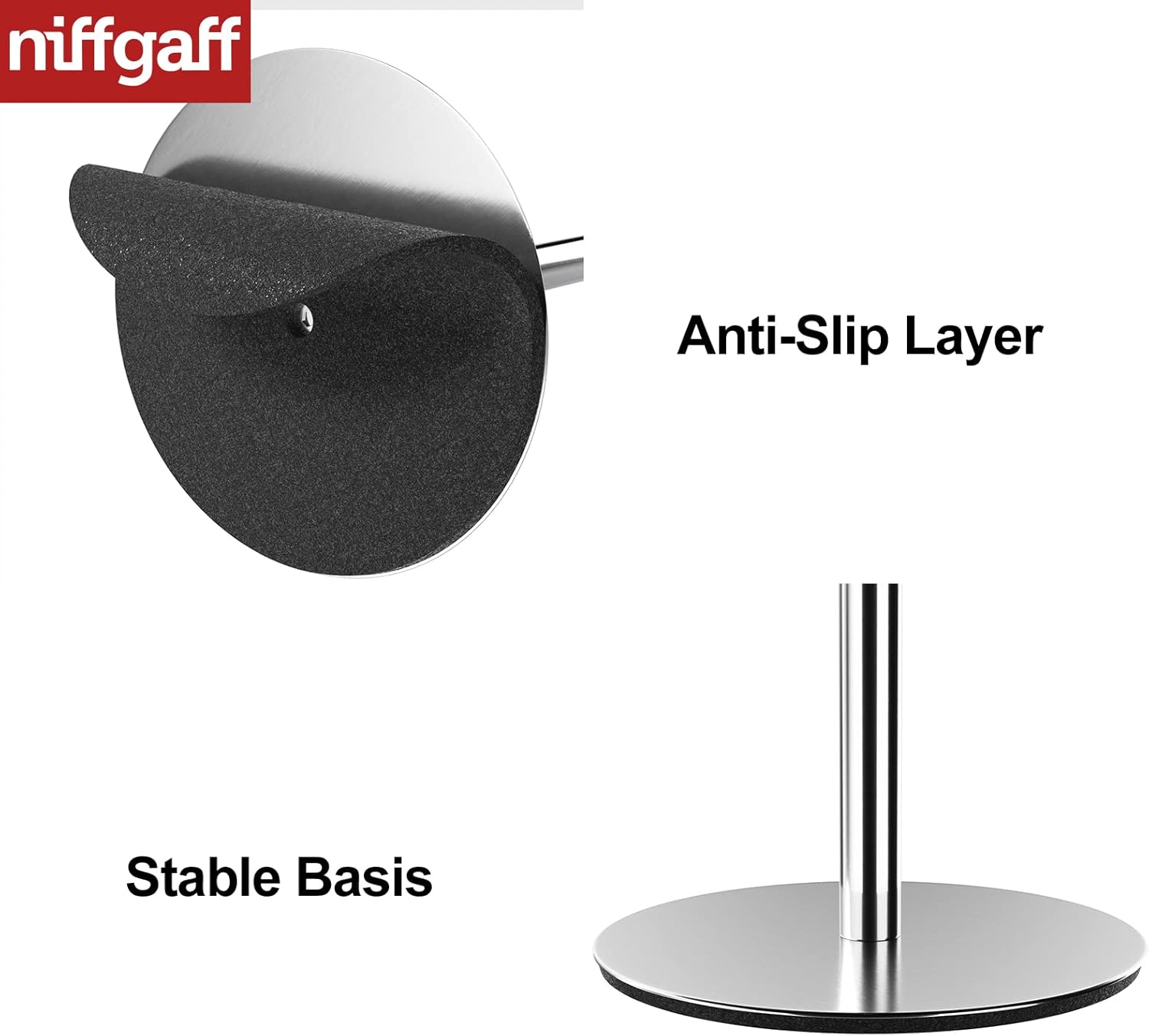 NIFFGAFF Toilet Paper Holder Stand and Dispenser for 4 Spare Rolls, Toilet Paper Storage,Stainless Steel Free-Standing Toilet Tissue Paper Roll Storage Shelf-4