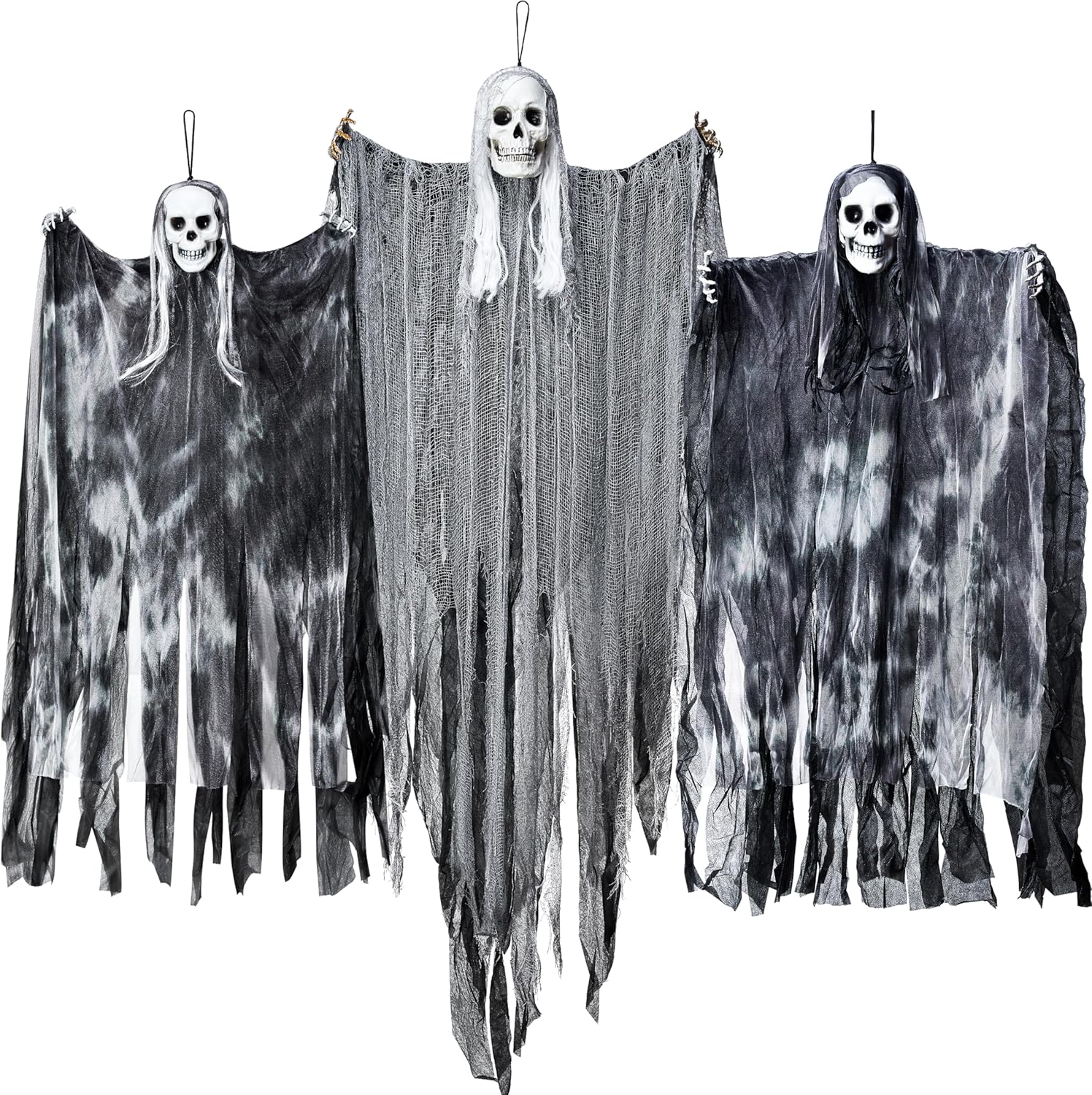 JOYIN 3 Pack Hanging Halloween Skeleton Ghosts Decorations, Grim Reapers for Best Halloween Outdoor Decorations, Haunted Haunted House Prop, Halloween Party Supplies Decor-0