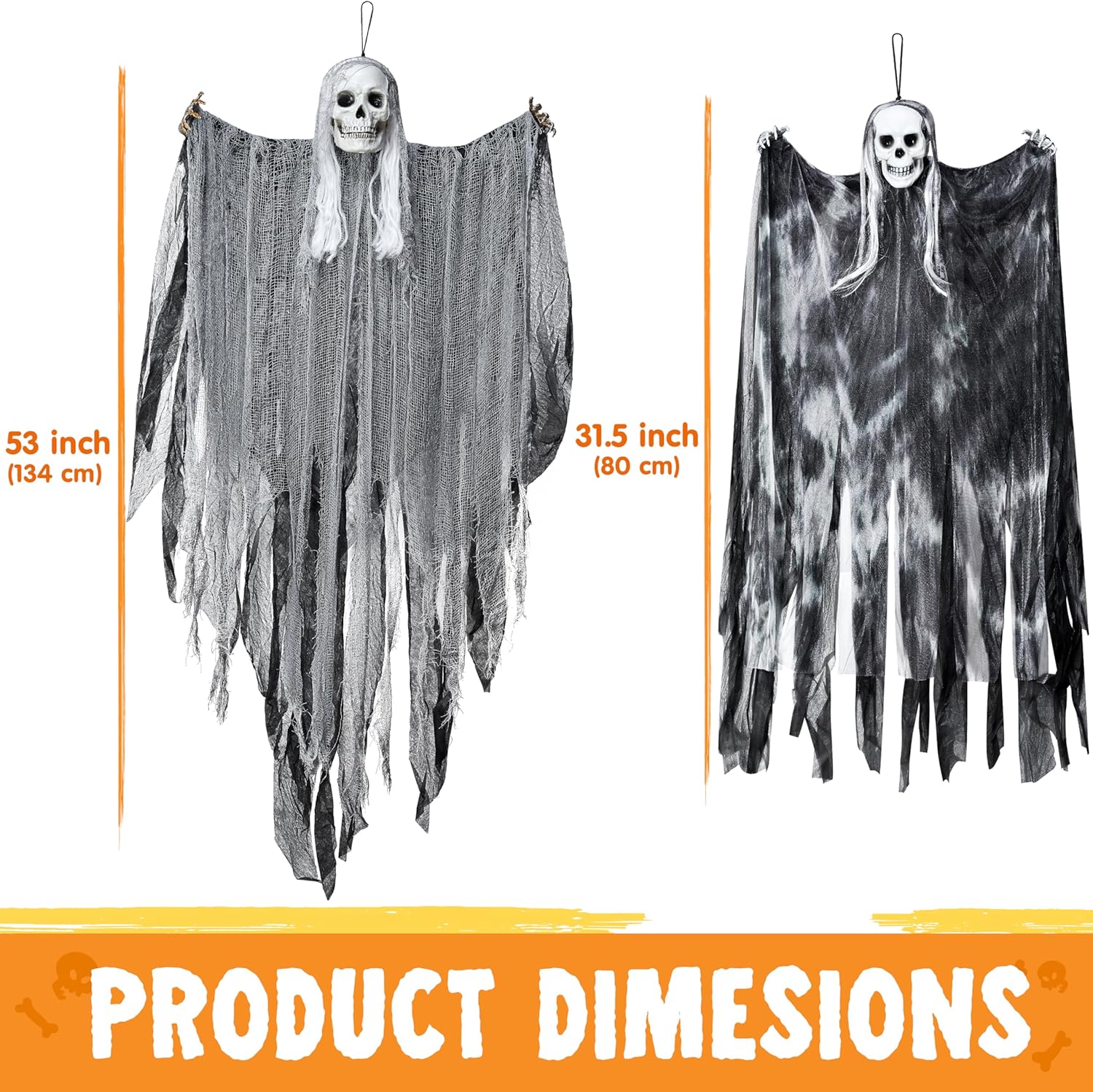 JOYIN 3 Pack Hanging Halloween Skeleton Ghosts Decorations, Grim Reapers for Best Halloween Outdoor Decorations, Haunted Haunted House Prop, Halloween Party Supplies Decor-4