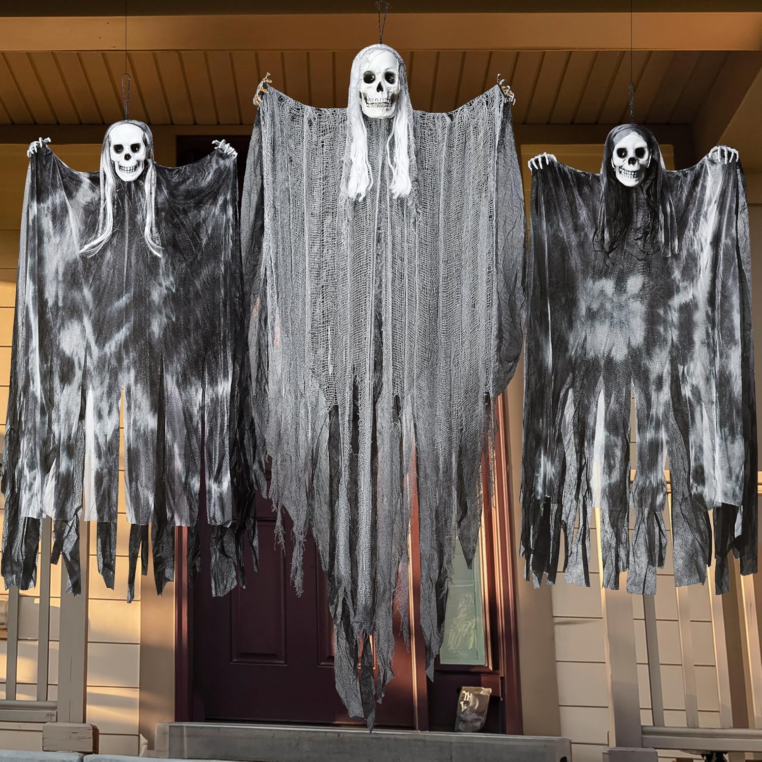 JOYIN 3 Pack Hanging Halloween Skeleton Ghosts Decorations, Grim Reapers for Best Halloween Outdoor Decorations, Haunted Haunted House Prop, Halloween Party Supplies Decor-6