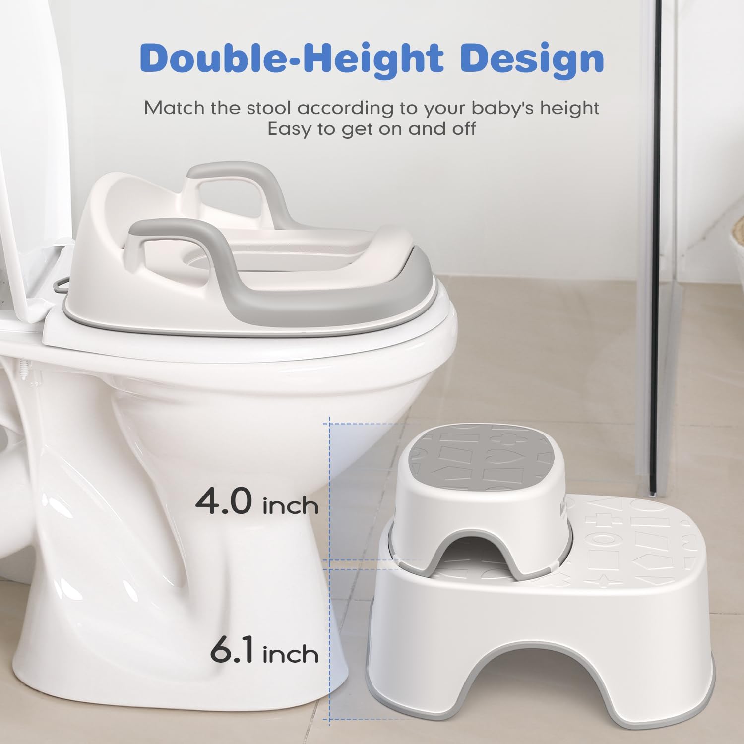 Maliton Baby Potty Training Seat with Step Stool, Toddler Toilet Seat for Boys Girls, Anti-Slip Toddler Stool for Bathroom, Kitchen, Toilet Potty Training Set(One Potty Seat+Two Step Stool for Kids)-8