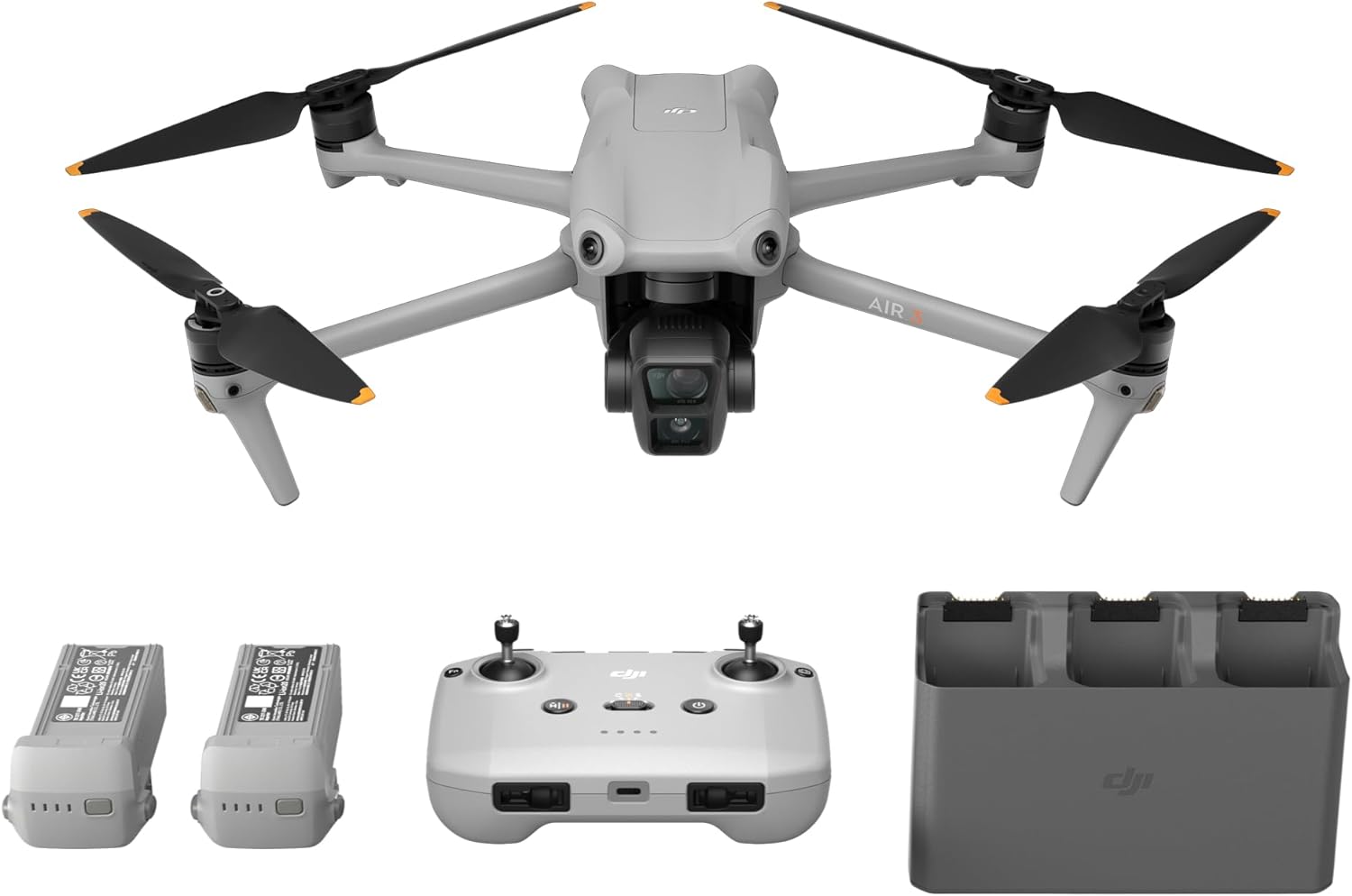 DJI Air 3 Fly More Combo with RC-N2 Remote Controller, Drone with Camera 4K, Dual Primary Cameras, 3 Batteries for Extended Flight Time, 48MP Photo, Camera Drone for Adults, FAA Remote ID Compliant-0