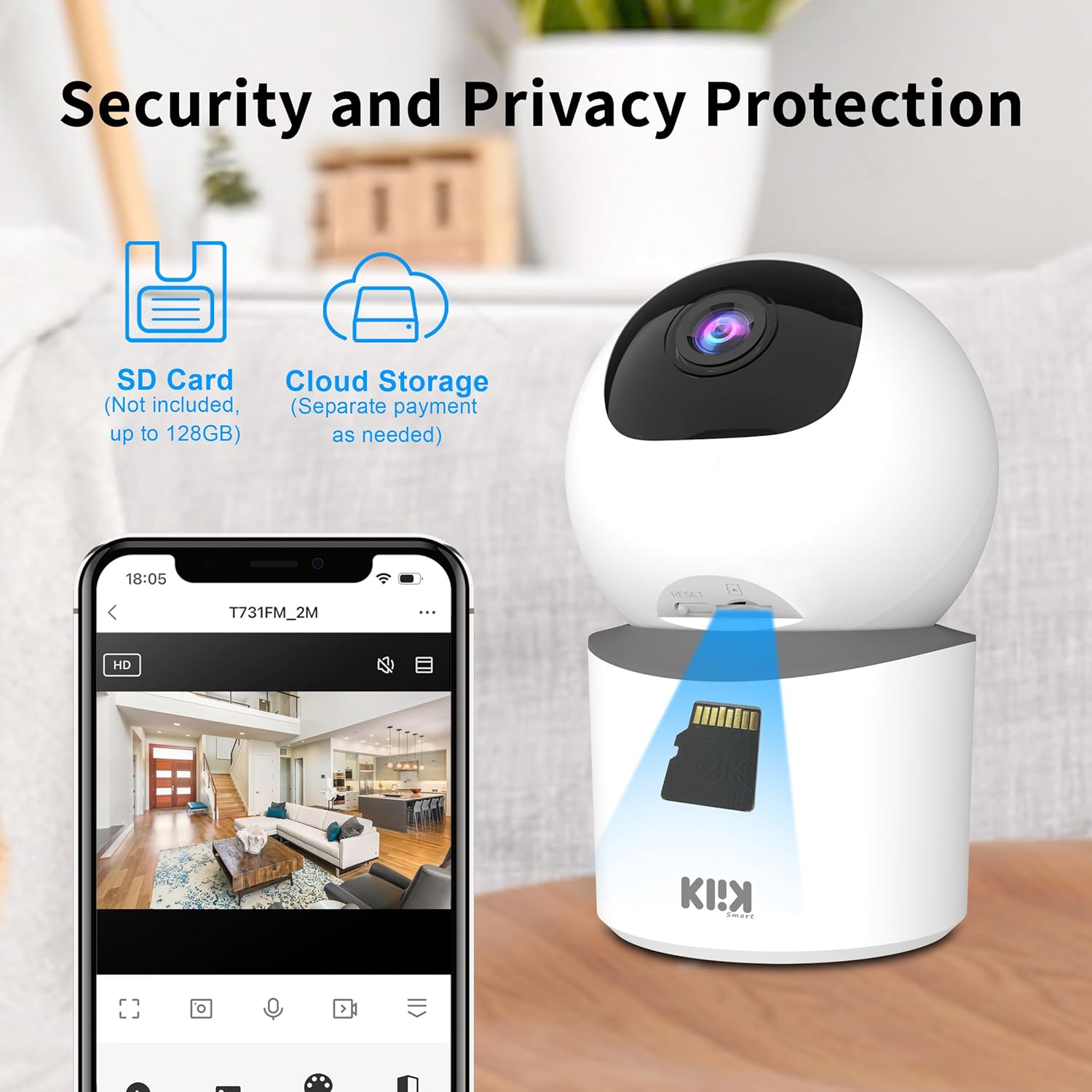 Security Camera Indoor Pet Camera with Phone App 1080p WiFi Baby/Pet Monitor, 360-degree, Motion Tracking, Night Vision, 2-Way Audio, Motion & Sound Detection-6