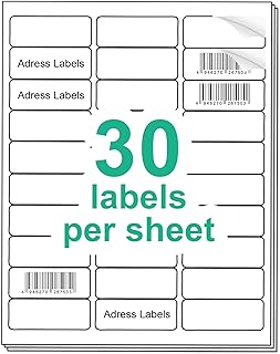 1" x 2-5/8" Address Labes, Shipping Address Labels for Inkjet & Laser Printers, 750 Labels, 25 Sheets, Mailing Labels, Easy to Peel