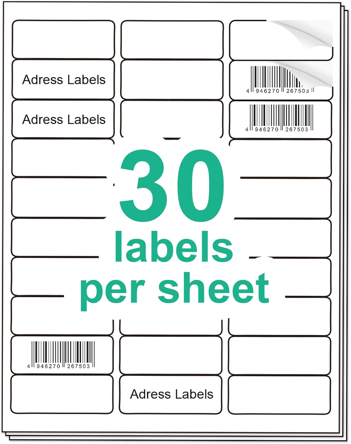 1" x 2-5/8" Address Labes, Shipping Address Labels for Inkjet & Laser Printers, 750 Labels, 25 Sheets, Mailing Labels, Easy to Peel-0