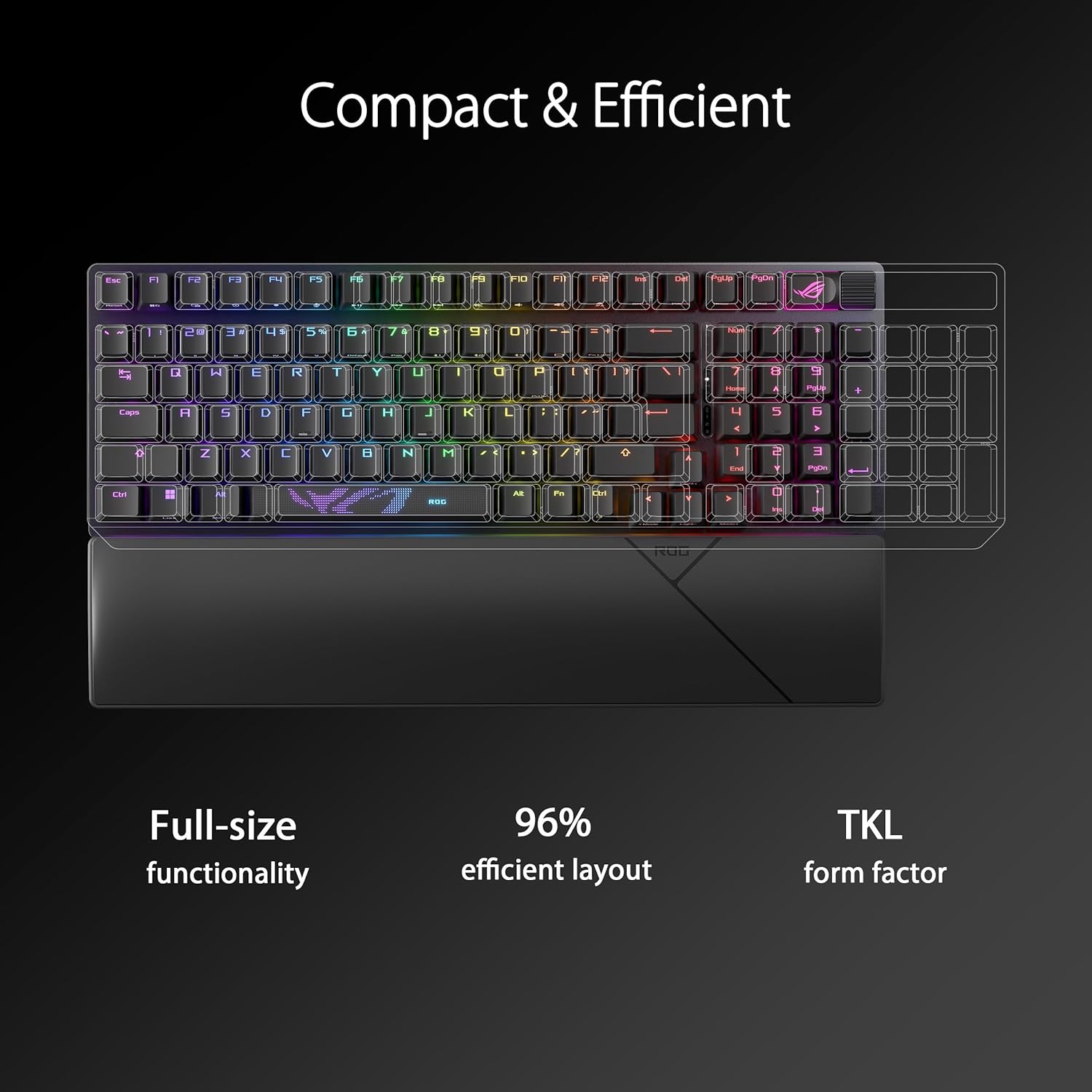 ASUS ROG Strix Scope II 96 Wireless Gaming Keyboard, Tri-Mode Connection, Dampening Foam & Switch-Dampening Pads, Hot-Swappable Pre-lubed ROG NX Snow Switches, PBT Keycaps, RGB-Black-1