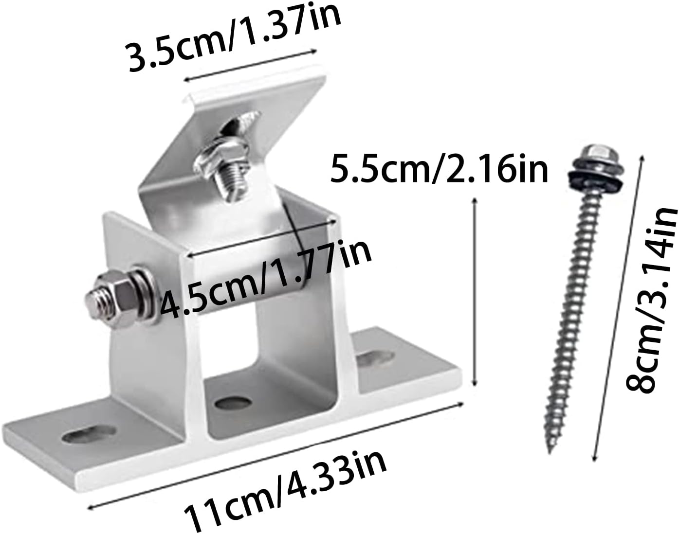 Solar Panel Bracket, Adjustable Solar Panel Mounting Brackets, Stainless Steel Solar Panel Holder End Clamp Kit, Solar Panel Stand 15-30° Adjustable Flat Roof Mount (Tilt Legs NOT Included)-1