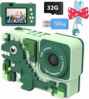 Kids Camera for Boys Girls Age 3-12 with DIY Dinosaur Puzzle, 1080P Toddler Camera & Selfie Video Camera for Kids with 32GB SD Card, Fun Christmas Birthday Gifts for Kids