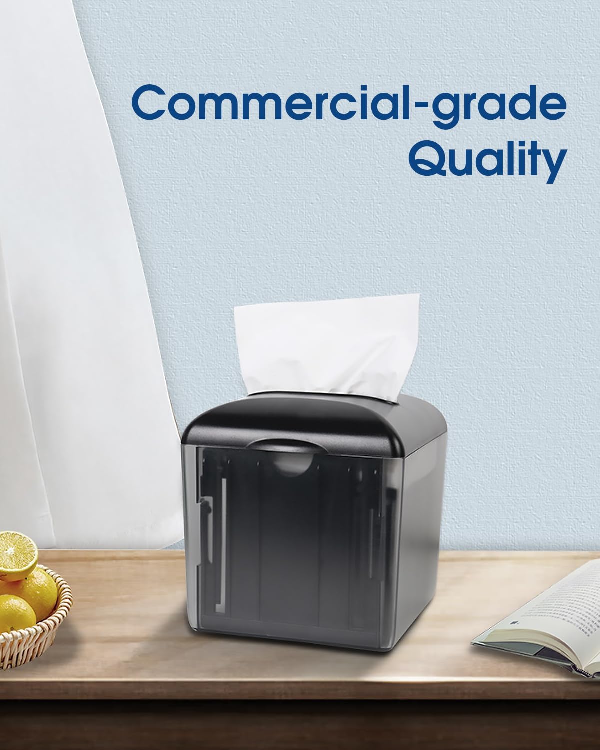 Napkin Holder for Table Commercial Napkins Dispenser Restaurant Square Napkin Paper Dispenser with Card Slot, Black, 6" x 6" x 6.18", CHUANGDIAN-5