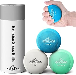 Stress Balls for Adults, Squeeze Balls for Hand Therapy, Relief Anxiety Stress Ball, Physical Therapy Stress Ball, Hand Exercise Ball for Grip Strength, Tri-Density Stress Balls (Soft, Medium, Hard) (3 Pack)