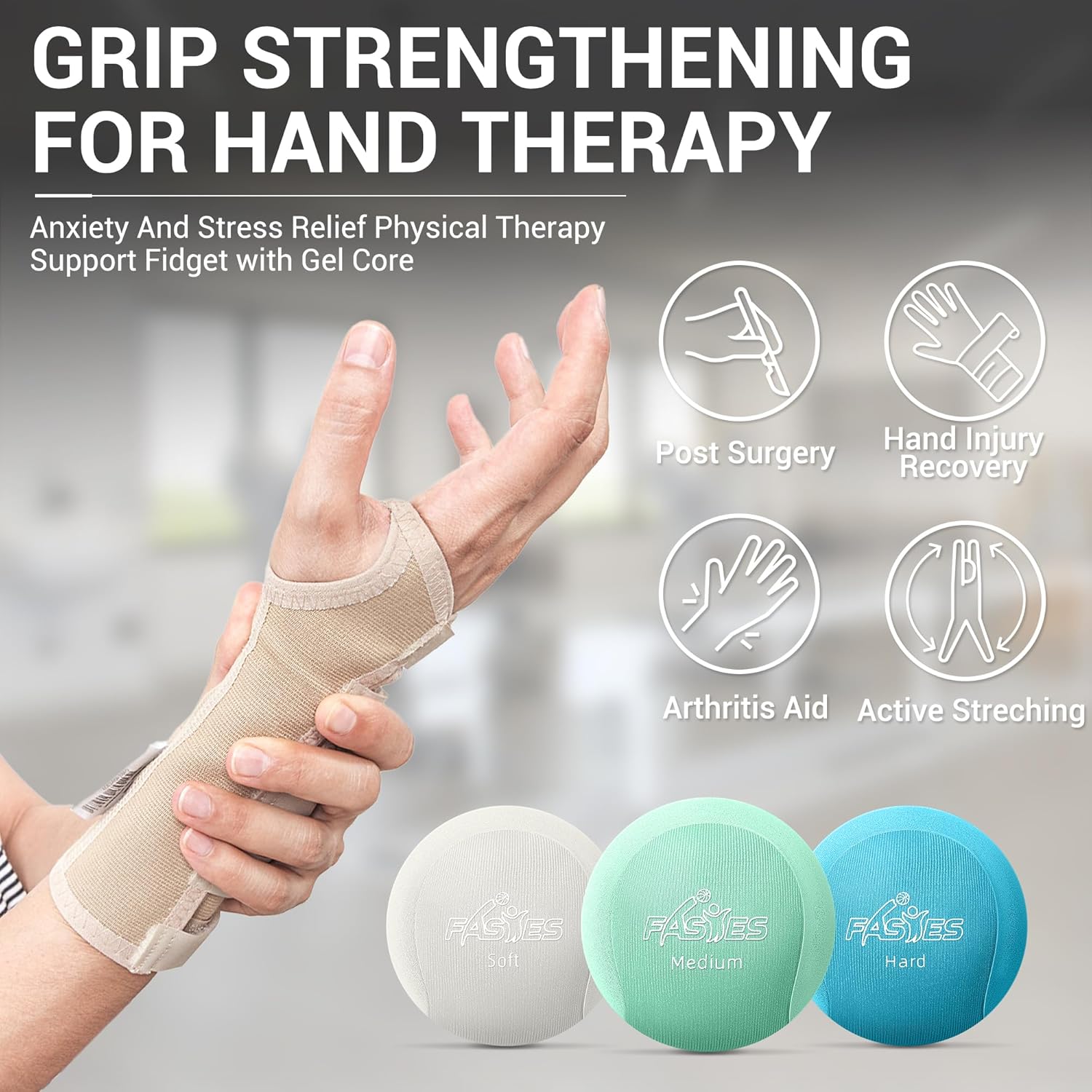 Stress Balls for Adults, Squeeze Balls for Hand Therapy, Relief Anxiety Stress Ball, Physical Therapy Stress Ball, Hand Exercise Ball for Grip Strength, Tri-Density Stress Balls (Soft, Medium, Hard) (3 Pack)-3