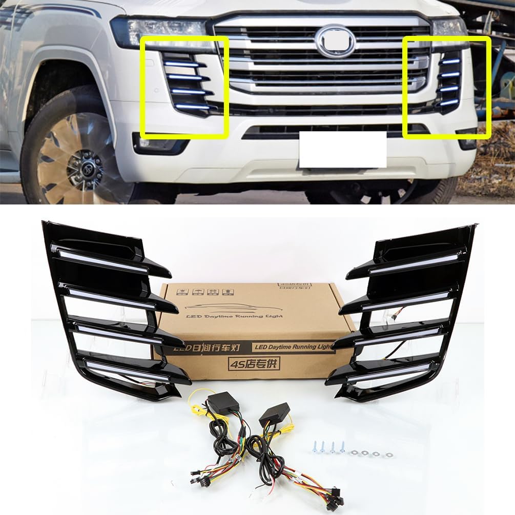 Compatible with Toyota Land Cruiser LC300 2022 2023 Front LED Fog Lamp Daytime Running Light With Amber Turn Signal Lamp LC300 Accessories-0