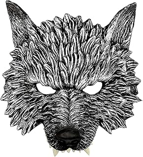 Voittozege Wolf Mask Halloween Werewolf Mask 3D Scary Werewolf Mask Half Face Animal Masquerade Masks for Adult Halloween Cosplay Costume