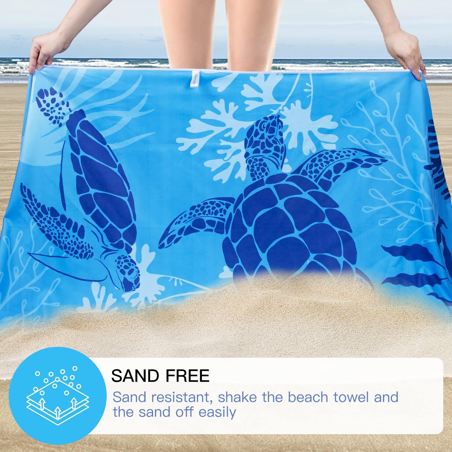 Microfiber Sand Free Beach Towel 72"x36",Extra Large Lightweight Super Absorbent Thin Fast Drying Towels for Swimming Outdoor Travel Hiking Camping Adults(2 Pack Turtle)-1