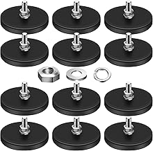 DIYMAG 12Pcs Rubber Coated Magnets, 30LBS Anti-Scratch Neodymium Magnet Base with M5 Threaded Magnet with Bolts and Nuts，Strong Magnets Hold for Light Bar Mirror Camera Tool（12 Pack,1.69 Inch）