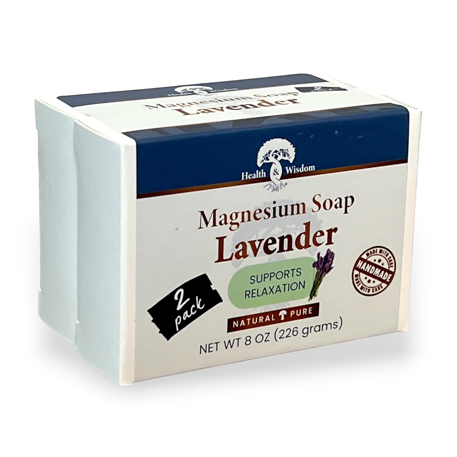 Health and Wisdom Magnesium Soap Bar - Magnesium Body Wash, All Natural Soap Bar, Magnesium Bar Soap, Magnesium Shower, Magnesium Oil, Bath Soap Bars, Lavender Soap Bars - Lavender, 4 Oz (Pack of 2)-4