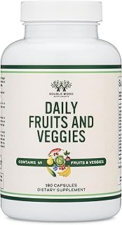 Fruits and Veggies Supplement (Daily Blend of 49 Different Fruits and Vegetables, 23 Veggies and 29 Fruits) 1,500mg Servings, 180 Capsules (No Fillers, Vegan Safe, Non-GMO) by Double Wood