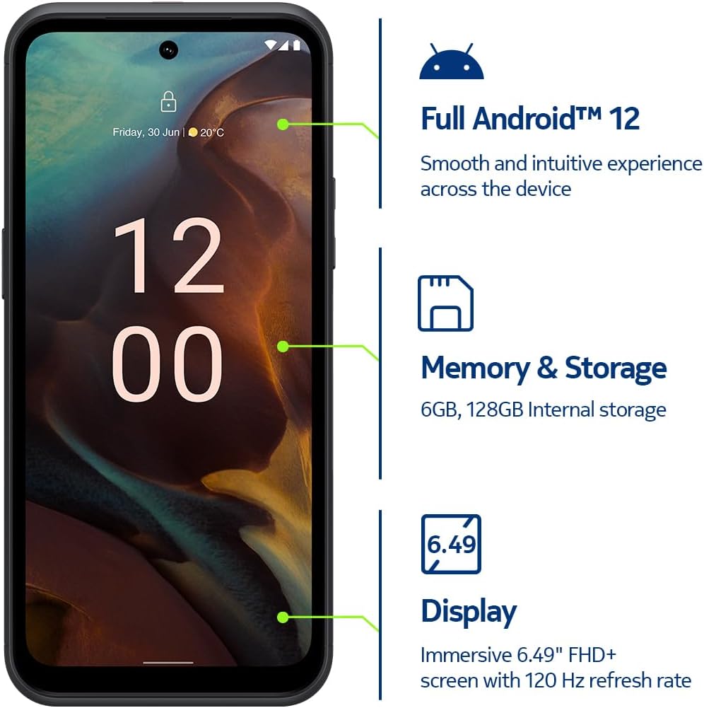 Nokia XR21 5G | Android 12 | Unlocked Rugged Smartphone | Dual SIM | US Version | 6/128GB | 6.49-Inch Screen | 64MP Dual Camera | Midnight Black-4